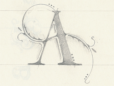 The Letter A a lettering script sketch type