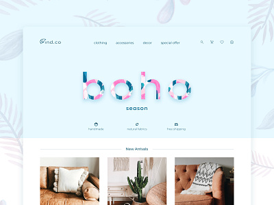 Boho-chic style shop concept daily 100 challenge minimal web web design website