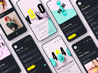 YOLO UI KIT (40 screens) app concept design dribbble ecommerce mobile app shot ui ui ux ux