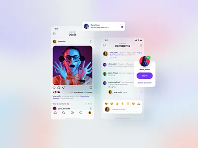 Social Media UI kit app concept mobile app shot ui ui kit ui ux ui8 ui8net uikit