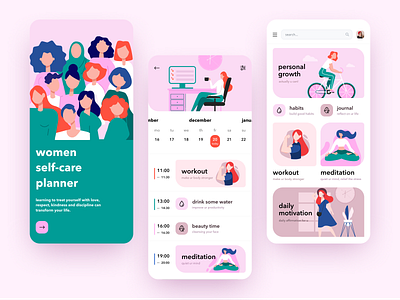 Women Planner app concept illustration mobile app shot ui ui ux vector