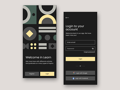 Login page app app design black dark design illustration inspiration login registration screen ui ui design ux
