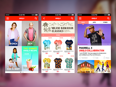 Redesign Concept ecommerce iphone layout menu mobile news player ui ux video