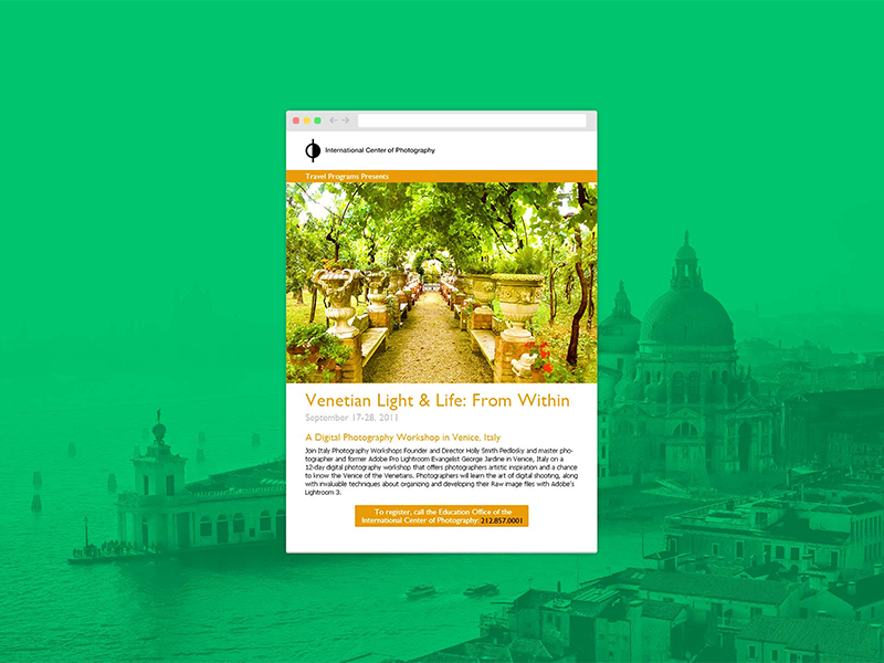ICP Newsletter photography newsletter template newsletter light italy venice campaign design