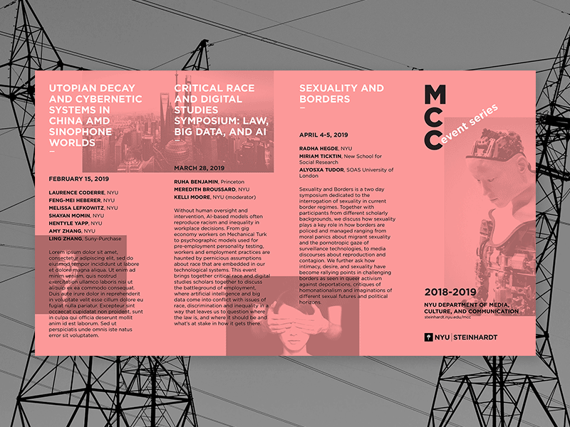 MCC Event Series ai brochure cybernetic education electric electric pole gender new york new york university nyc nyu pole print print collateral program robot school shangai university wires