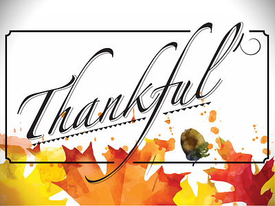 Thankful leaves thanksgiving typography watercolor