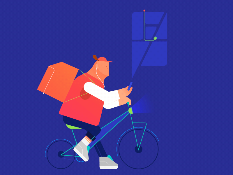 bike delivery app bike character delivery app motion