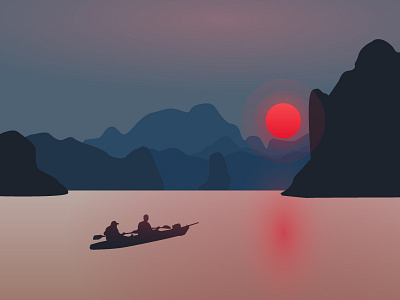 On the lake sunset