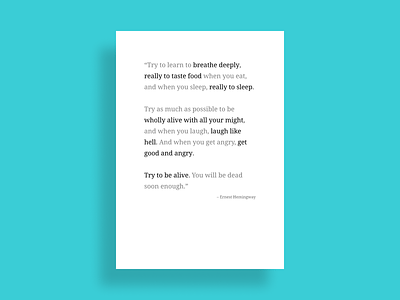 Hemingway quote minimalism poster posters quote typography
