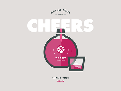 Thank You Dribbble bottle cheers first shot thank you