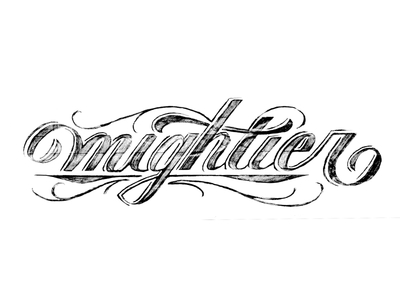 mightier lettering script texture typography wip