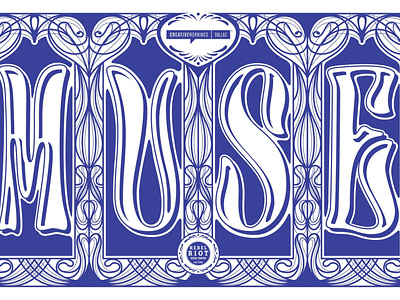 Muse art nouveau hand-lettering lettering mucha screenprint