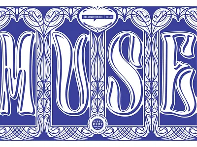 Muse art nouveau hand lettering lettering mucha screenprint