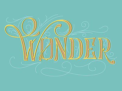 Wonder flourishes illuminated lettering maximalism vector