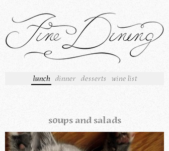 Fine Dining lettering menu responsive