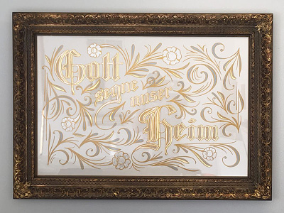 Gott segue unser heim antique commission german gold leaf hand lettering lettering sign painting sign painting signpainting