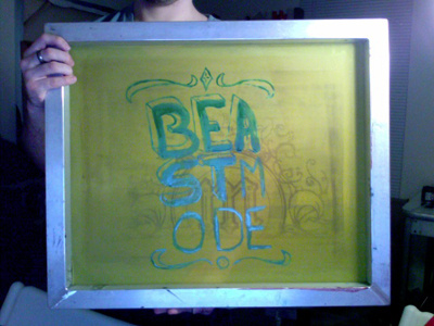 Screenprinting experiment - step 1 beast mode drawing fluid handmade screenprint