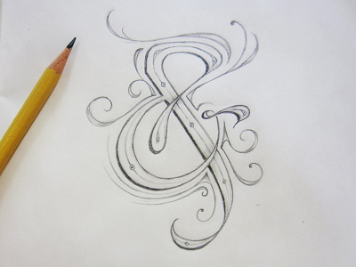 Art Nouveau Ampersand ampersand art nouveau lettering pencil sketch