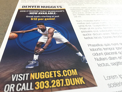Denver Nuggets Magazine Ad basketball bball denver nuggets nba nuggets print sport sports