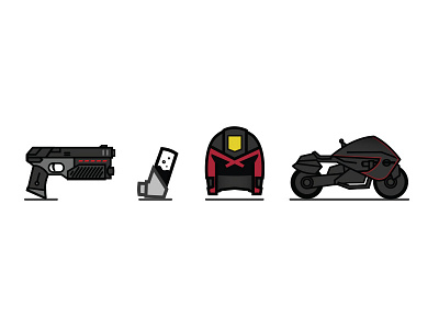 DREDD icons bike dredd future helmet icons illustration pistol