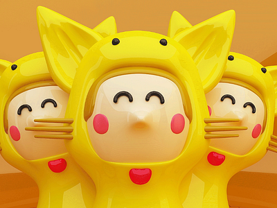 Pikachu 3d render character