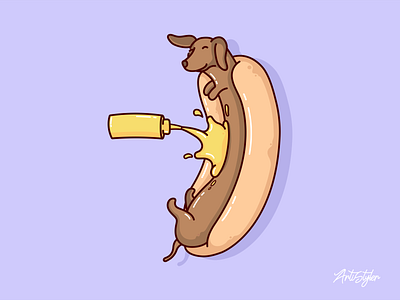 Hotdog joy🌭 cute design dog fastfood food fun hotdog illustration mustard pet vector