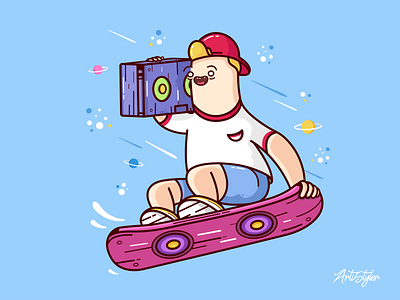Skate Space 🛹🪐 character cute design fun illustration music skate skateboard skater space star vector