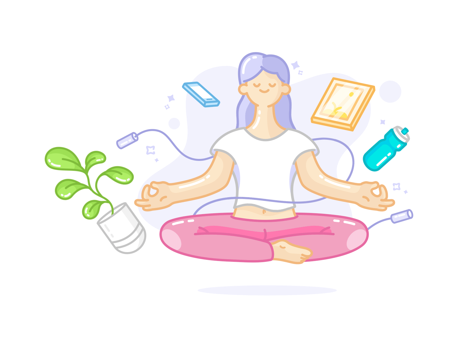 Meditation & Mindful animation character chill colorful design flat floating gif health illustration meditating meditation mindful relax ui vector yoga zen