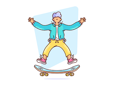 Joy vibe boy character character design colorful design filp fun illustration jump skate skateboard skater ui ux vector