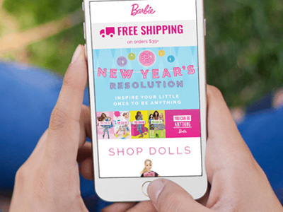 Barbie New Year Email barbie design email design gif html layout pink