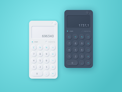 Calculator app calculator dailyui dark neumorphism theme ui