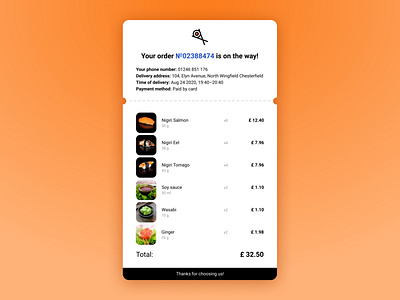 Email Receipt design email order receipt sushi ui web