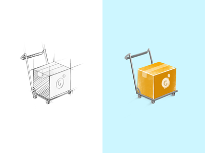 Delivery Icon 3d box brand colour delivery food icon illustration orange simple sketch watercolour