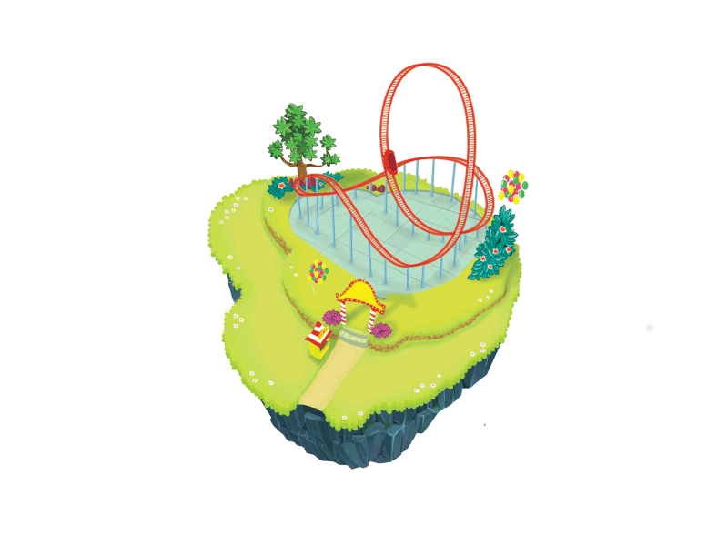 Roller Coaster Island 2d animation concept gif island rendering sketch ubsoft