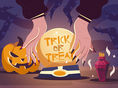 Trick or Treat! crystals design flat flat illustration freebies freepik glow halloween illustration magic magical vector vector illustration