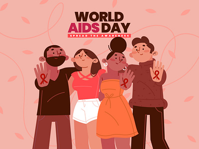World Aids Day aids day design flat illustration friends illustration people vector vector illustration world