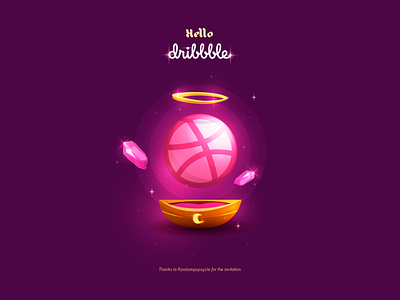 Hello Dribbble! crystal ball crystals design dribbble firstshot flat glow gravity haloween icon illustration illustrator magic magical minimal mistery pink vector witch witchcraft