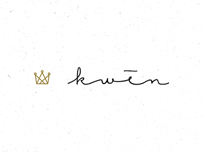 Kwen Hair black and white brand crown design hair identity logo logo design script