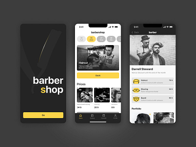 barbershop Mobile App: iOS User Interface app design ui