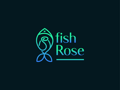 Fish + Rose creative minimalist logo