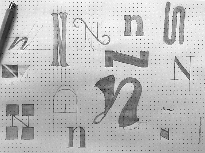 Abunchofn letter lettering n pencil practice sketch