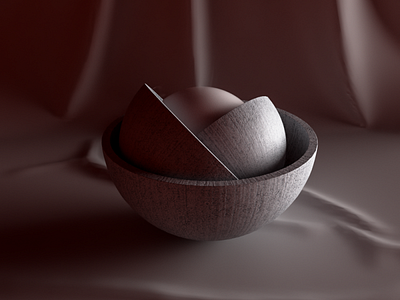 Bowl with bowls and sphere in it 3d graphic design