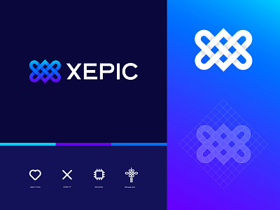 XEPIC Logotype Exploration branding branding and identity chinese knot heart logo logodesign mark microchip