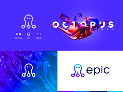 Octopus Logotype Exploration 0 1 binary code branding logo logodesign microcircuit octopus logo