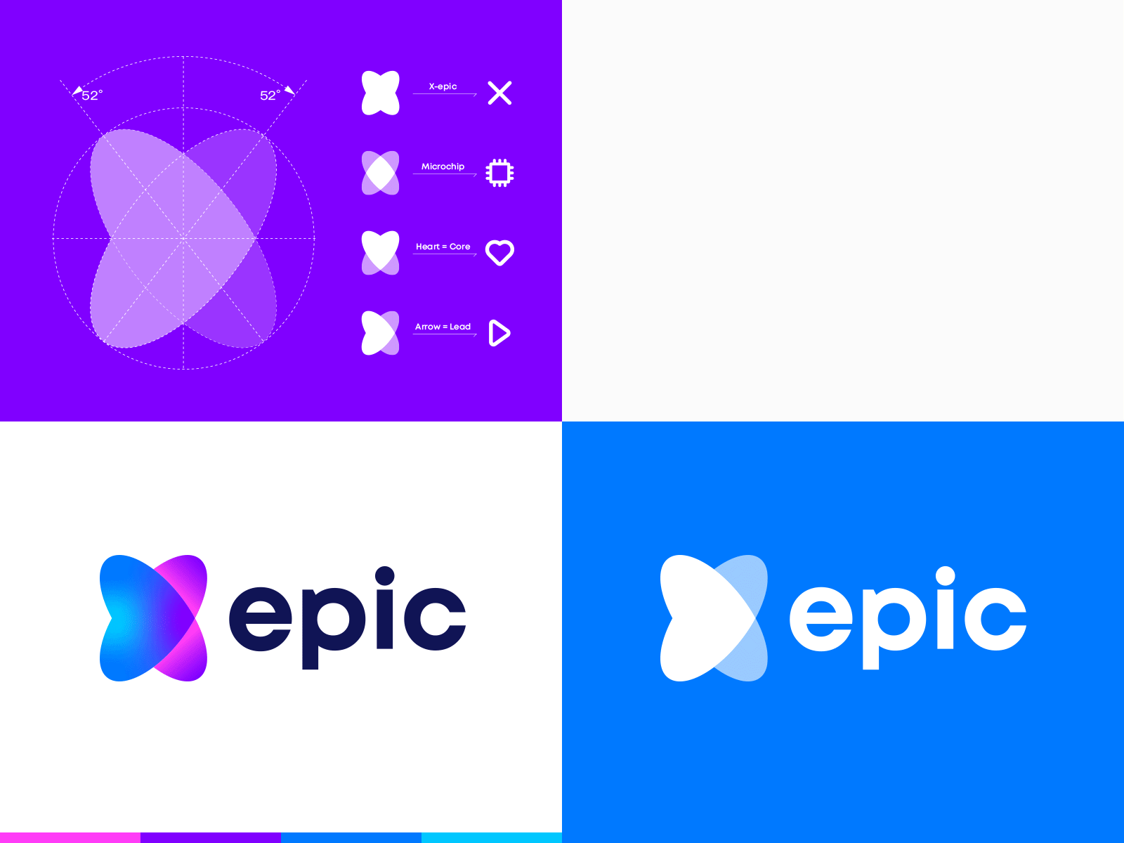 X-EPIC Logotype Exploration arrow branding branding and identity branding concept heart lead logo logodesign logotype microchip