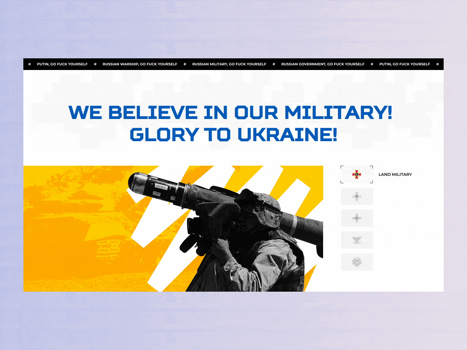 Website of the Armed Forces of Ukraine animation design gif graphic design landing military motion ukraine war webdesign
