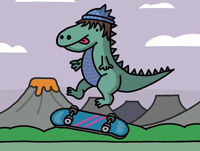Dino tricks 2d comic illustration procreate