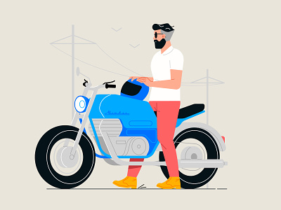 Biker biker branding car character design illustration line man road vector