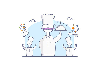 Chef line character chef concept cook cooking design food line