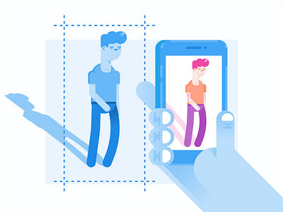 Phone Photo Editor character flat guy hand illustration phone photo ux vector